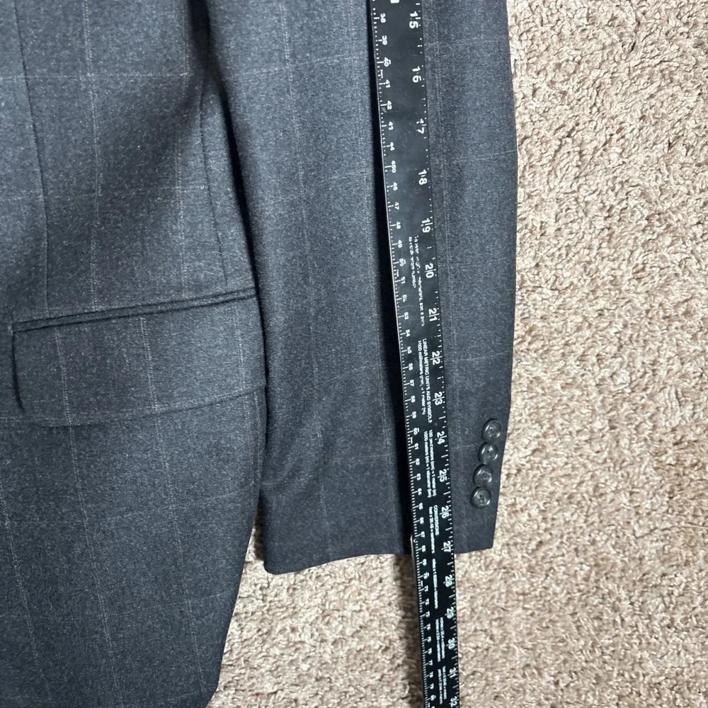Vintage Burberrys Mens Wool Blazer Grey Windowpane Sport Coat 42R